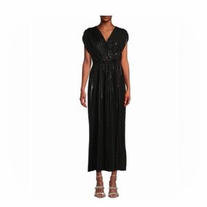 Renee C. Black Shimmery Wrap Maxi Dress